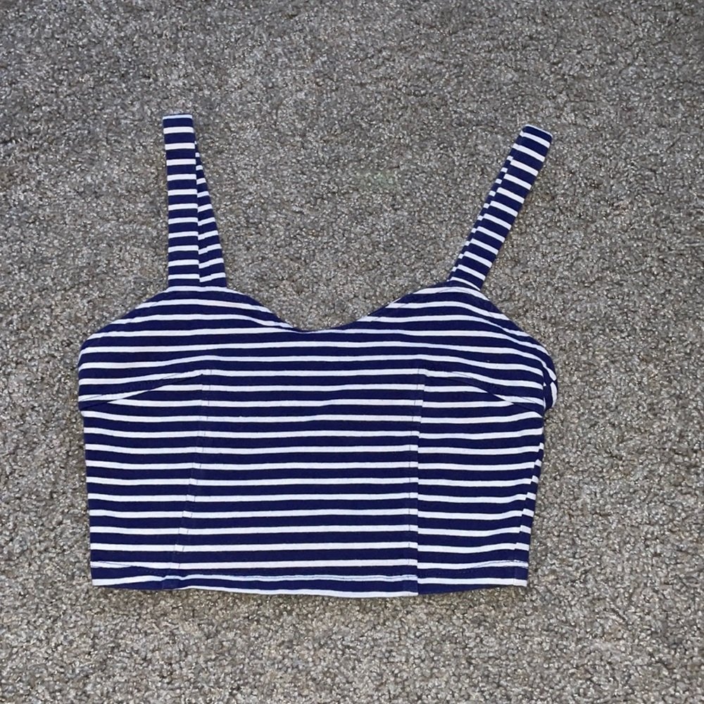 Blue and white stripped crop top